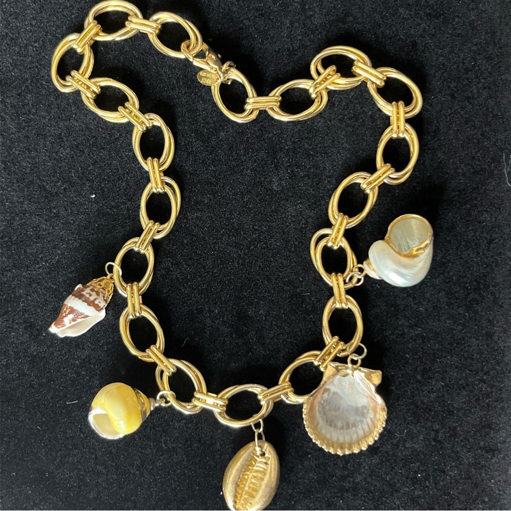 Chunky Seashell 22CT Gold Plated Chunky Chain Necklace Beachy 17” - Picture 11 of 11